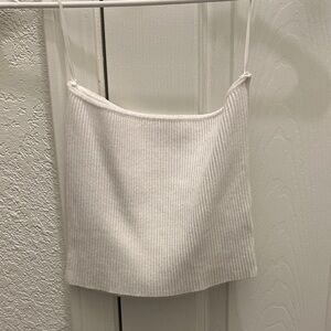 La Hearts White Ribbed Knit Crop Top